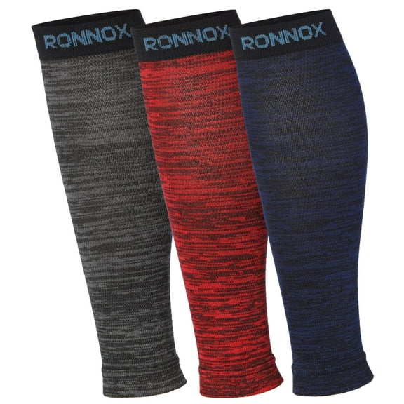 RONNOX Calf Compression Sleeve 3-Pairs (12-14 mmHg is Best Athletic & Medical for Women,Travel,Running,Nurses,Flight,Edema CP25-XL