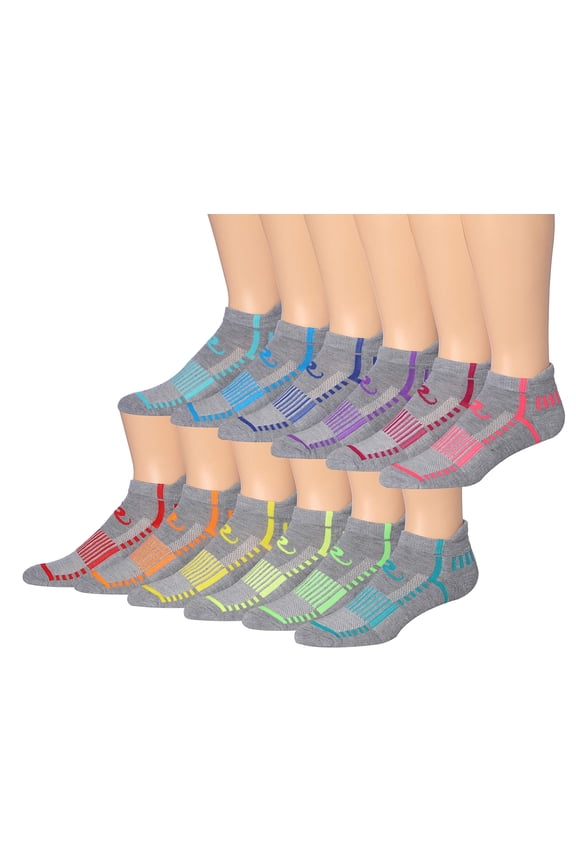 Men's 12-Pairs Low Cut Running & Athletic Performance Tab Socks MRLT19-AB-SM