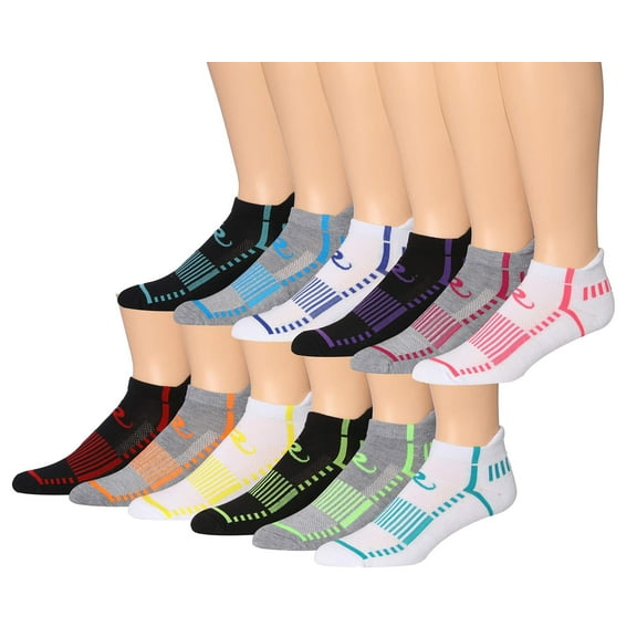 RONNOX Men's 12-Pairs Low Cut Running & Athletic Performance Tab Socks MRLT20-AB-SM