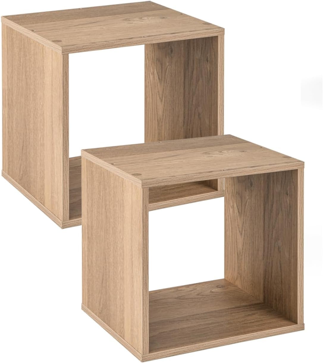 RONOVIA 2 Stackable Cubes Bookcase, Wooden Cubby Storage Organizer with ...