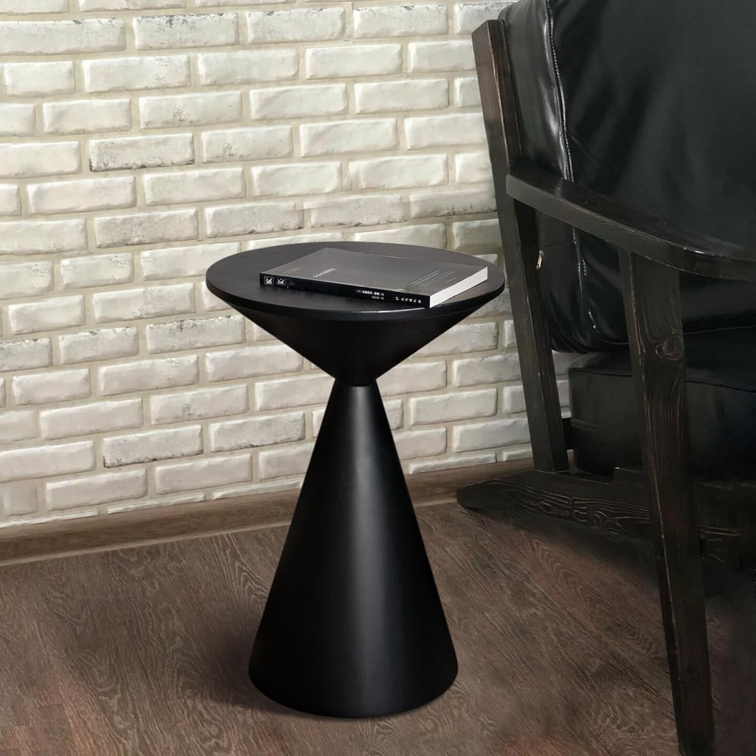 RONOVIA Small Drink Table, Round Martini Table, Drum End Table Side Table, Metal Accent Table ...