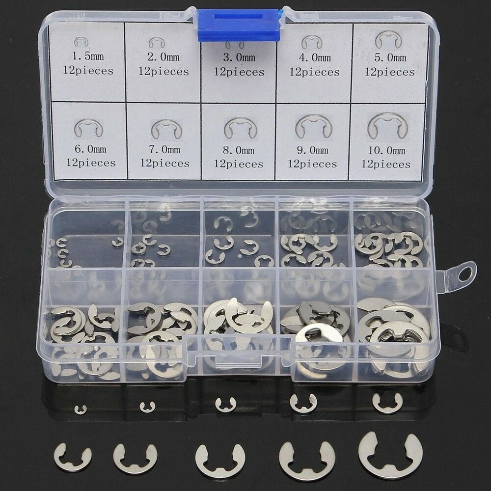 RONSHIN 120Pcs 304 Stainless Steel EClip Retaining Circlip Assortment