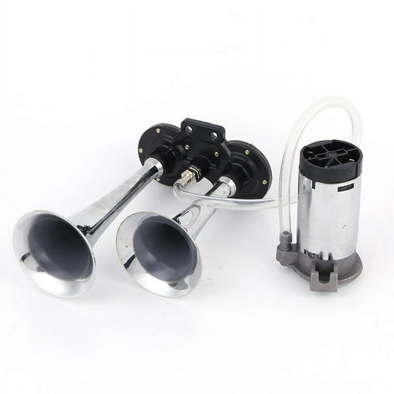 RONSHIN 12V/24V 110dB Super Loud Auto Car Dual Tone Air Horn Set with  Trumpet Compressor for Motorcycle Car Boat Truck Vehicle 