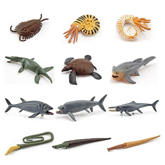 RONSHIN 12pcs/set Simulation Prehistoric Sea Life Action Figures Lifelike Ammonite Ancient Marine Animals Model Toys