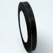 RONSHIN 1cm Wide Polyester Grosgrain Ribbon Gold Edge Spool Ribbon For Wedding Birthday Party Handicrafts (22m/roll)