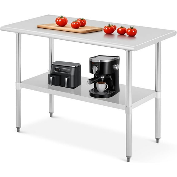 RONSHIN 24"x60" Heavy Duty Stainless Steel Table, NSF Kitchen Prep Table with Adjustable Shelf, 430+260Lbs