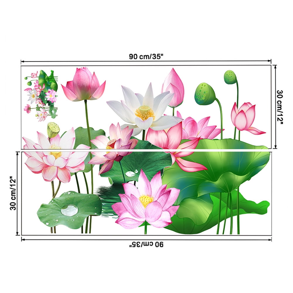 Lotus Flower Wall Stickers Dragonfly Butterfly Home Decor