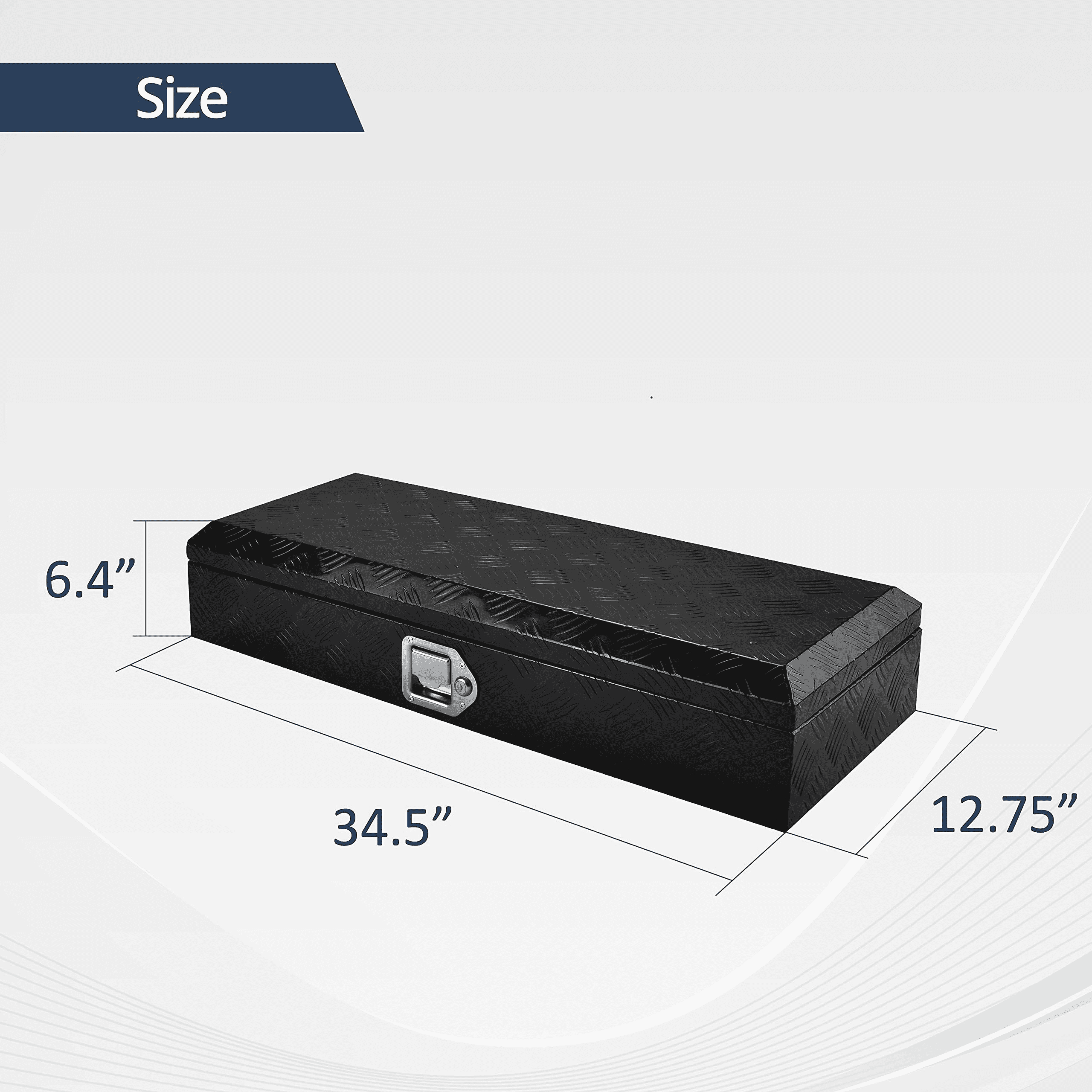 RONSHIN 34.5"x13"x6.5" Truck Bed Aluminum Tool Box, Heavy Duty Diamond Plate, Lock & Keys, Waterproof Storage