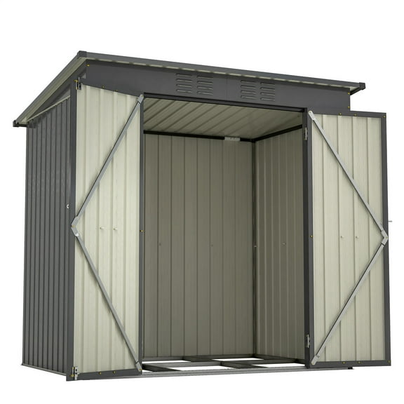 RONSHIN 6ftx4ft Outdoor Storage Shed With Double Hinged Door, Metal Garden Shed Storage House With 2 Integrated Punched Vents for Outdoor Patio Lawn Backyard