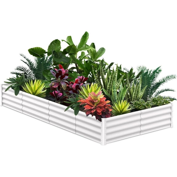 RONSHIN 6x3x2FT Raised Garden Bed, Galvanized Outdoor Metal Planter Box for Vegetables/Flowers/Plants