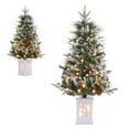 thumbnail image 1 of RONSHIN (A) 3FT 2PCs Snow Flocked Christmas Tree - Small Artificial Tree with Base & 78 Lights, 8 Lighting Modes, Hinged Xmas Tree, Christmas Decor, 1 of 6
