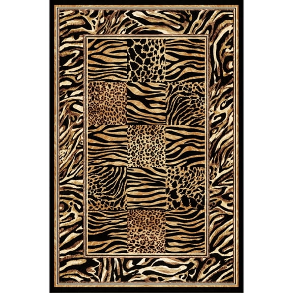 RONSHIN Area Rugs Washable Carpets 1150Gsm 350Gsm Velvet Pearl Velvet Washed Back Folding Printed Carpet Xxy-Modern-Splicing Animal Pattern Brown tone 5*7ft