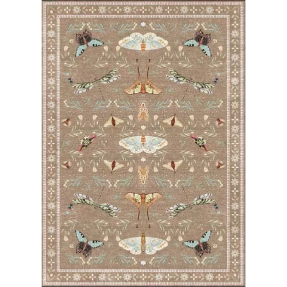 RONSHIN Area Rugs Washable Carpets 1150Gsm Velvet Pearl Velvet Washed Back Folding Simulation Printed Carpet Xm-Modern-Ecological Paradise Camel tone 5*7ft