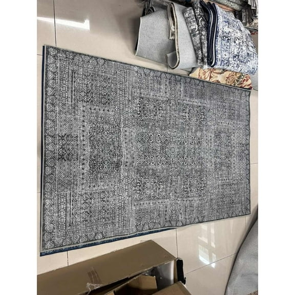 RONSHIN Area Rugs Washable Carpets 350Gsm Velvet (Total 1150Gsm) Pearl Velvet Cotton Tpr Washed Folding Backing Carpet Xxy-Persia-Mabel grey 8*10ft