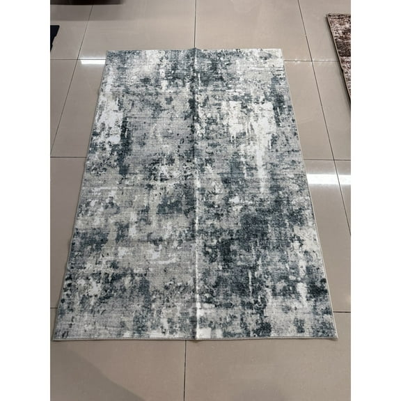 RONSHIN Area Rugs Washable Carpets 350Gsm Velvet (Total 1200Gsm) Pearl Velvet Cotton Tpr Washed Folding Backing Carpet Xm-Abstract-Xingyun blue 5*7ft