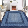 thumbnail image 1 of RONSHIN Area Rugs Washable Carpets 6'*9' Modern Braided Print Rug Low Pile Non Slip Area Rug Geometric Bordered Area Rugs for Dining Room Home Office,Navy Blue Navy 6*9ft, 1 of 7