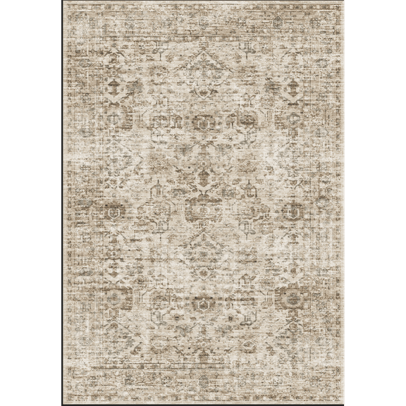 RONSHIN Area Rugs Washable Carpets 980Gsm 100% Polyester Terry Velvet 200 Washed Folded Printed Carpet-Traditional-Lehman Beige 2*6ft