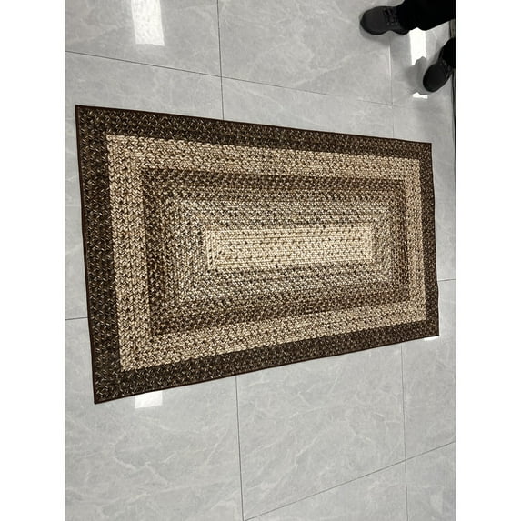 RONSHIN Area Rugs Washable Carpets Braided Printed Area Rug Washable Rug Vintage Indoor Farmhouse Rug Low Pile Non Slip Living Room Rug Soft Boho Braided Throw Carpet brown 3*5ft
