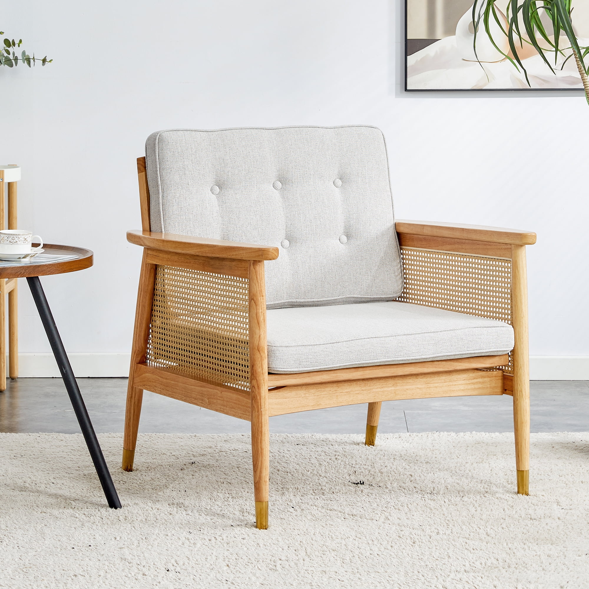 RONSHIN Armchair Solid Wood Single Sofa With High Rebound Sponge Sofa ...