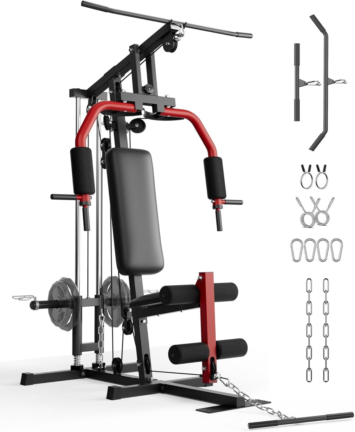RONSHIN Home Gym Machine, 400 Lbs Home Gym Equipment with Pulley System,Full Body Workout Machine for Strength Training,Fit 1" & 2" Weight Plates (Not Includ)