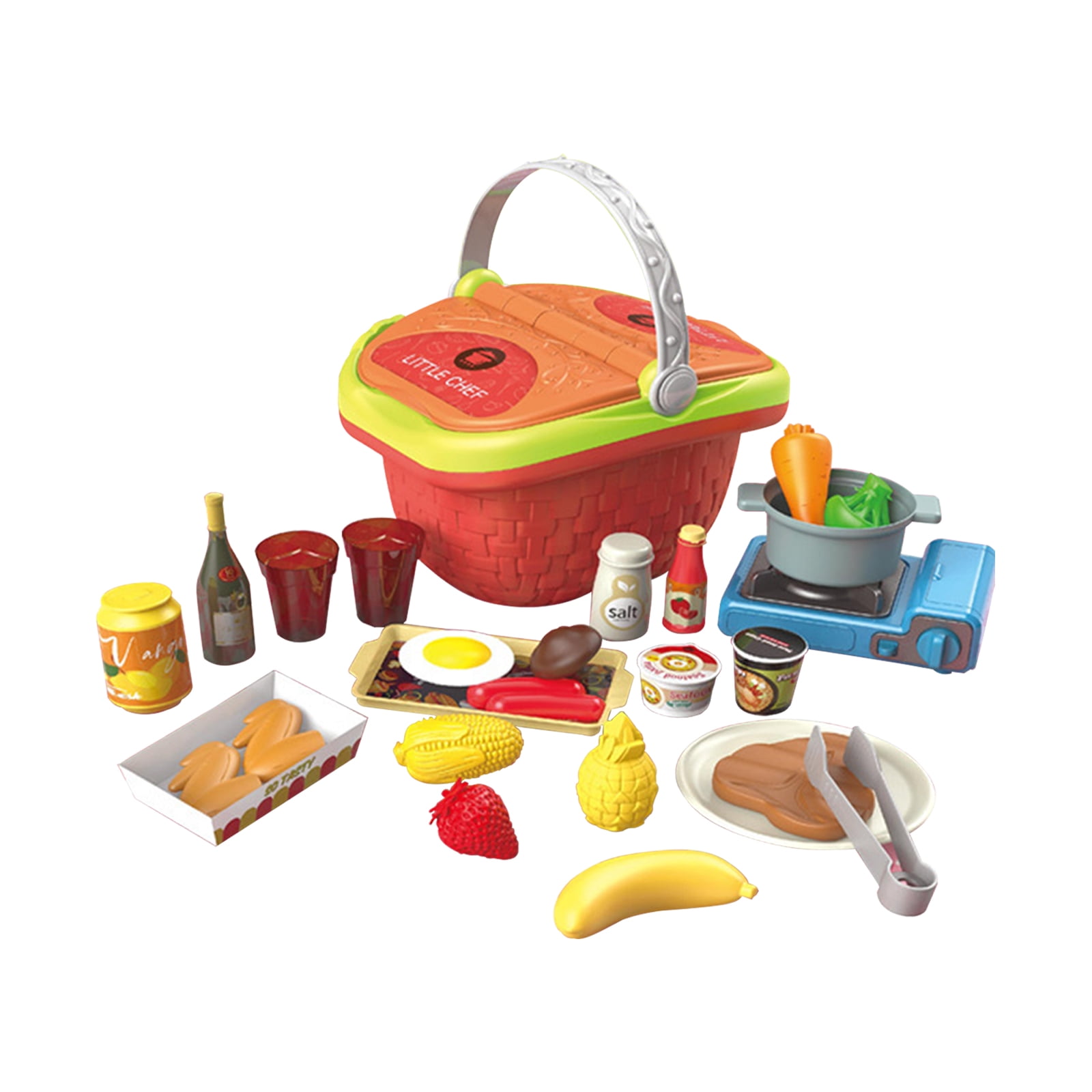 RONSHIN Kids Picnic Basket Food Toy Set Pretend Play Camping Set With ...