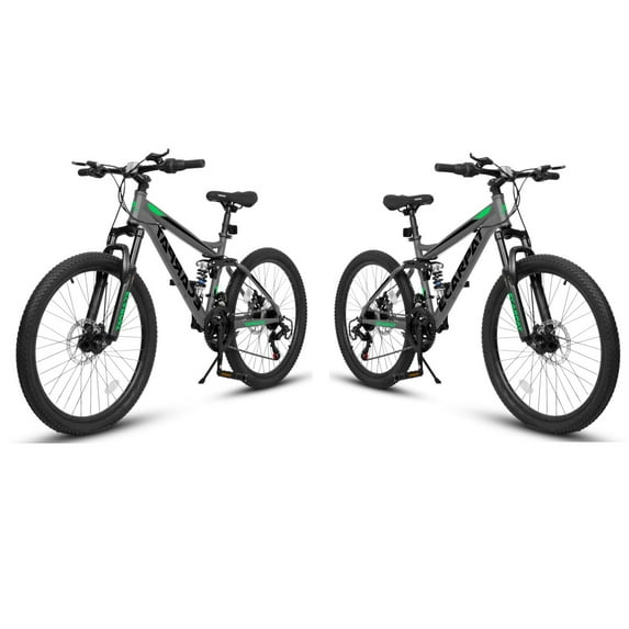 RONSHIN Mountain Bikes For Mens Womens, 24" Mountain Bike, 21-Speed Full Suspension Bicycles With Front Fork & Shock Absorber, Steel Frame Ergonomics City Bike