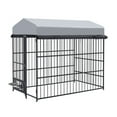 RONSHIN Outdoor Large Dog Kennel With 2 Bowls, Metal Dog Cage With