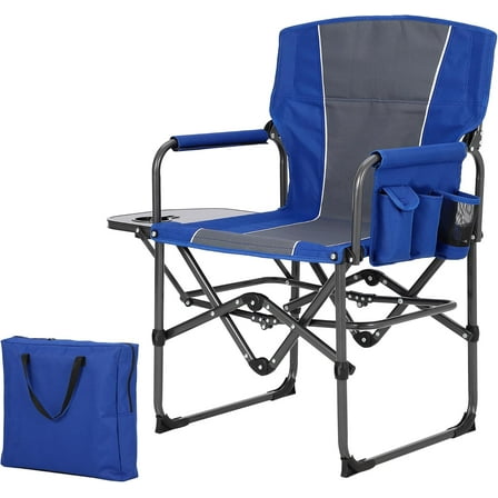 RONSHIN Oversized Directors Camping Chair, 1 PCS Portable Camping Chair for Adults, Lightweight Aluminum Folding Chair with Side Table and Pocket