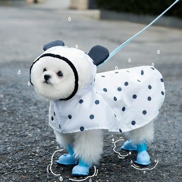 RONSHIN Pet Dog Transparent Raincoat With Hood Polka Dot Bear Poncho Rainproof Jacket For Small Medium Dogs