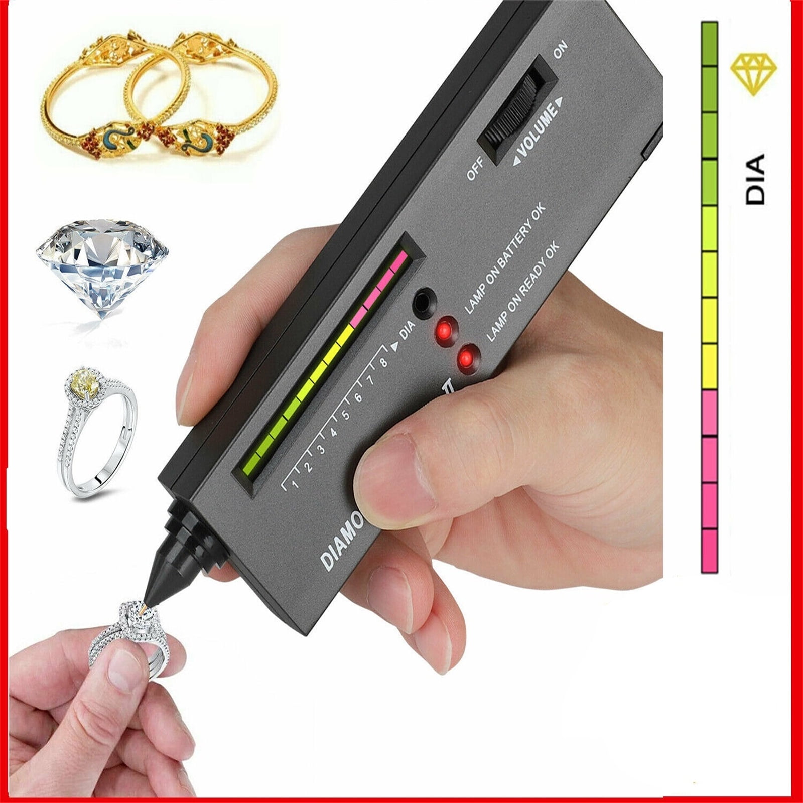 Ronshin Portable Diamond Tester Selector Illuminated Jewelry Gemstone Testing Tool Kit Portable Electronic Equipment, Women's, Size: Battery Included