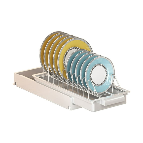 RONSHIN Pull Out Dish Racks Kitchen Under Sink Organizer,Cabinet Slide Out Dish Drying Rack With Drainboard,Carbon Steel Sliding Drawer Pantry Shelf