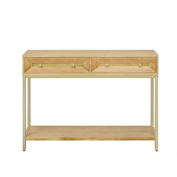 RONSHIN TREXM Entrance Table, Console Table with Two Drawers, Retro Design, Natural Color