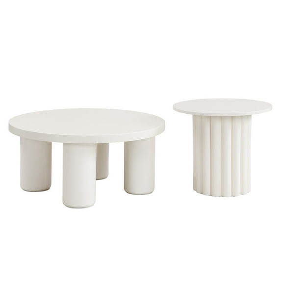 RONSHIN U-Can Modern Coffee Table Set, Round Cylinder Leg Design, Living Room Side Table
