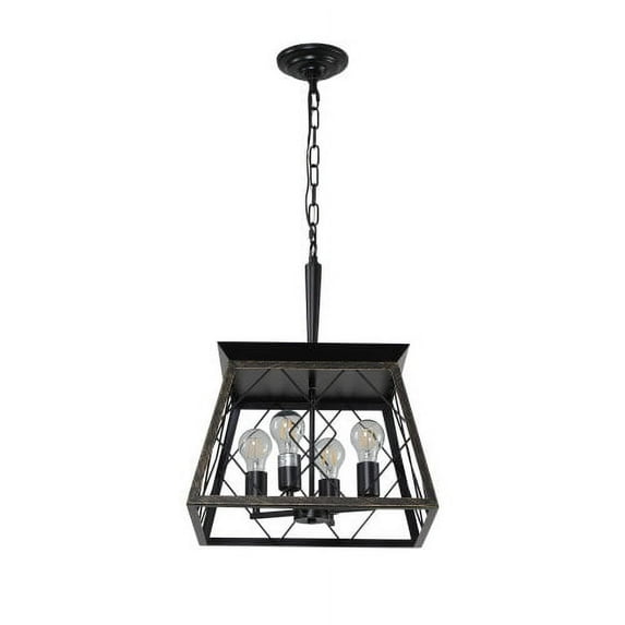 RONSHINE Farmhouse Chandelier With Adjustable Chains 4-Light Light Fixture For Kitchen Dining Room Living Room (15.7 "L x 15.7 "W x 20.3 "H)