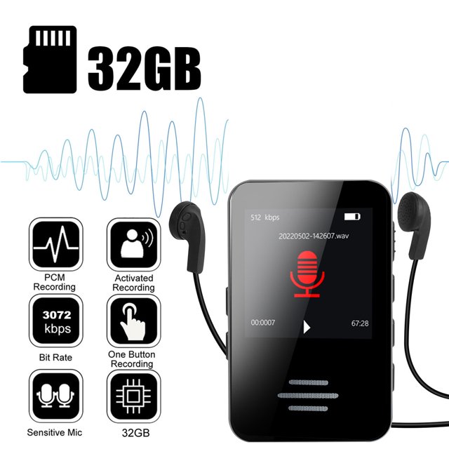 RONY 1.33inch Screen Mini Digital Voice Recorder Bluetooth 5.2 32GB