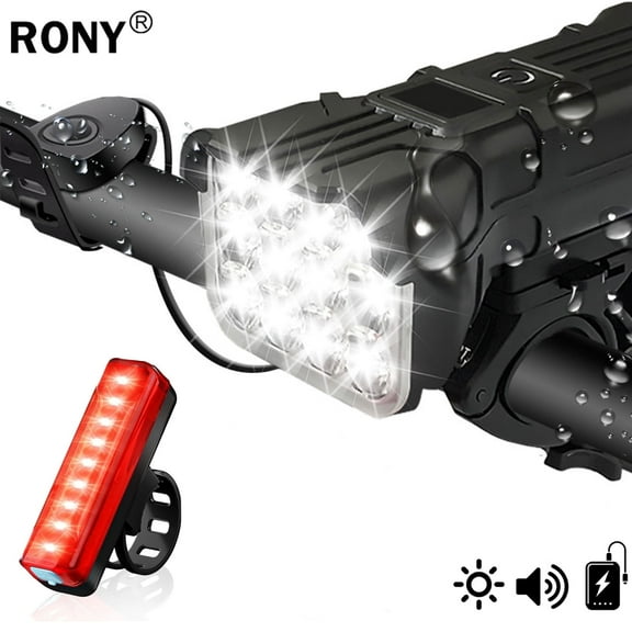 RONY 1000 Lumen Bike Lights, Rechargeable Bicycle Headlight with Power Bank Function for Night Riding Waterproof