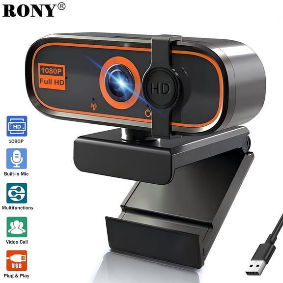 RONY 1080P HD USB Webcam with Microphone, Streaming Computer Web Camera for PC Desktop Laptop