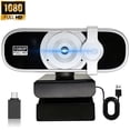 thumbnail image 1 of RONY 1080P Webcam with Auto Focus & Noise-Canceling Mic Plug & Play PC Camera Compatible with Windows 10/8/7, Vista/7/8/10, Silver, 1 of 11