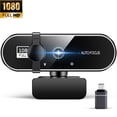 thumbnail image 1 of RONY 1080P Webcam with 2 Microphones for Laptop, Autofocus Webcam with Noise-cancelling, Conference Streaming PC USB Webcam, Black, 1 of 10