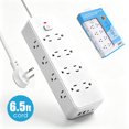 thumbnail image 1 of RONY 16-Outlet Surge Protector Power Strip with 4 USB Ports, 6.5ft Extension Cord, White, 1 of 9