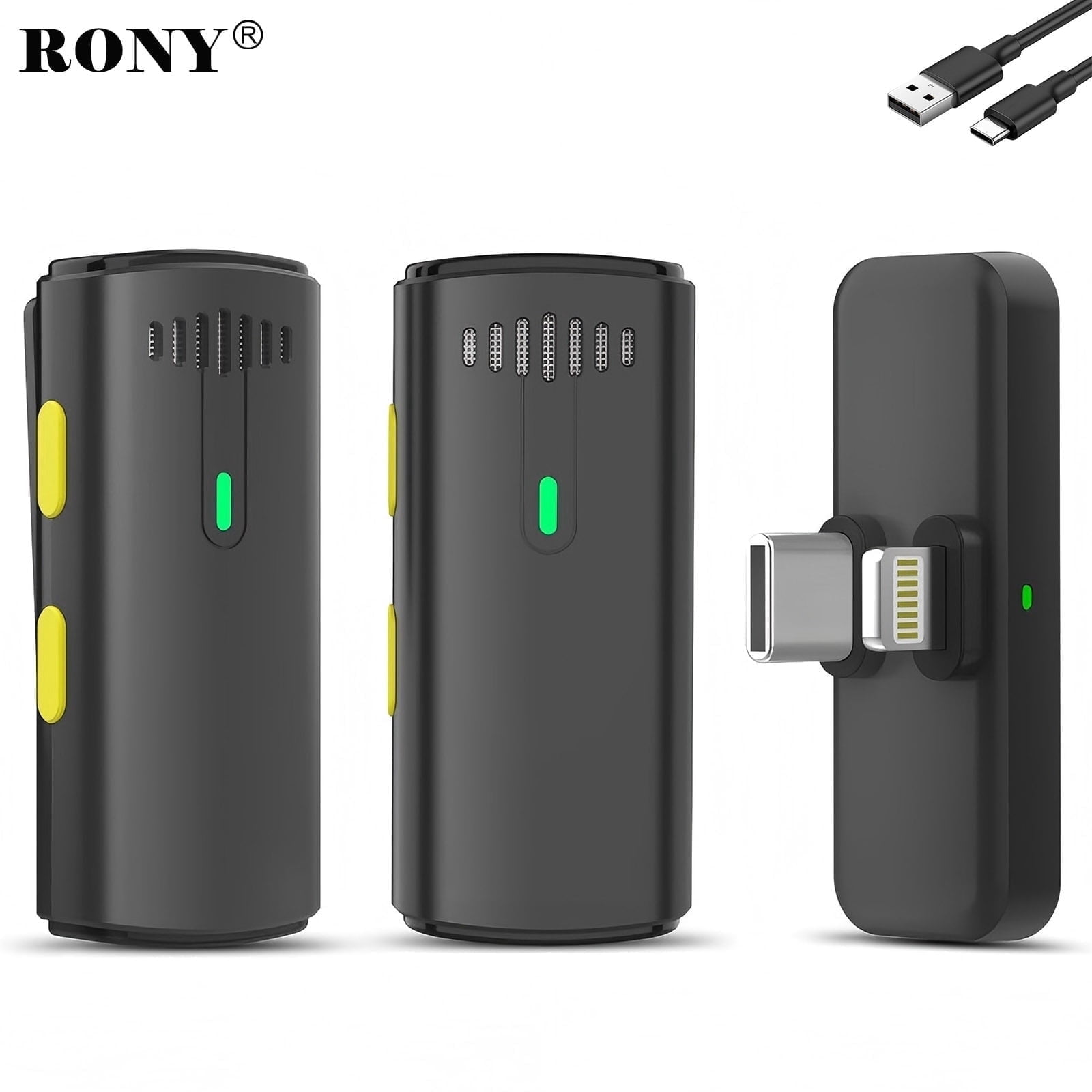 RONY 2-in-1 Wireless Lavalier Microphone for iPhone iPad Android, Plug ...
