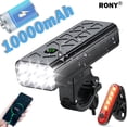 thumbnail image 1 of RONY 2000 Lumen Rechargeable Ultra Bright Bike Light with Rear Tail Light - Waterproof Bright Powerful 8 LED Bike Headlight for Night Riding Cycling, 1 of 9