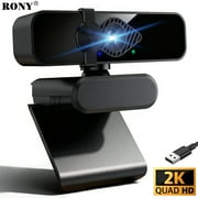 RONY 2K QHD Web Camera USB Autofocus PC Webcam with Noise-Canceling Mic, Streaming Computer Camera for PC Laptop Desktop