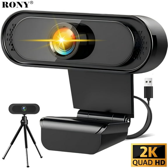 RONY 2K QHD Webcam: USB Autofocus PC Webcam with Noise-Canceling Mic, Streaming Computer Camera for PC Laptop Desktop