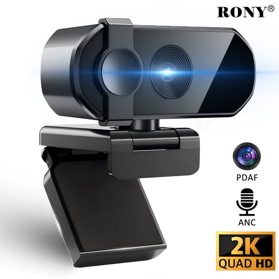 RONY 2K Webcam with Microphone, Plug & Play Computer Camera with Auto Focus and Noise - Cancelling