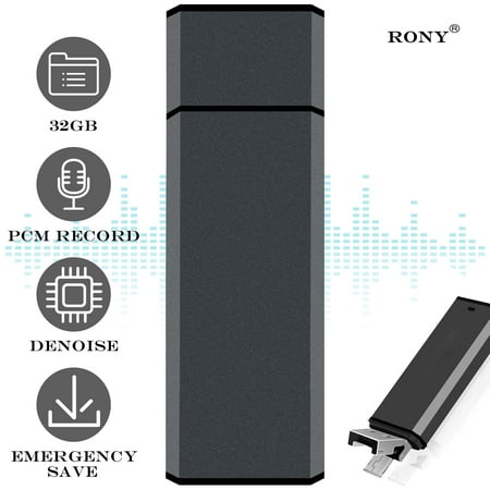 RONY 32GB Digital Voice Recorder - One Click Mini Recording Device with Noise Reduction - Portable USB Dictaphone for Lectures Meetings Interviews