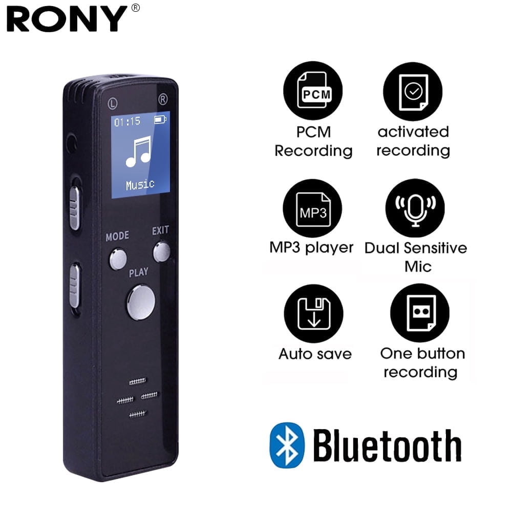 RONY 32GB Digital Voice Recorder - Portable Voice Activated Recorder with Password Noise Reduction A-B Repeat Playback MP3 Player for Meeting Interview Lecture