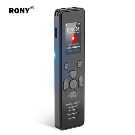 RONY 32GB One-click Digital Voice Recorder for Lectures, Interviews - 1536kbps Voice Activated Recorder with Playback, USB Cable Earphone Included