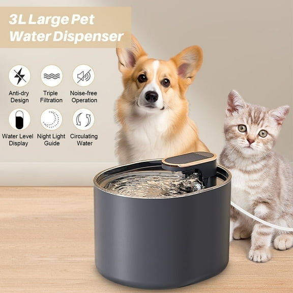 RONY 3L Large Pet fountain Water Feeder with Smart Pump Triple Filtration - Automatic Low Noise Pet Water Dispenser for Cats Dogs