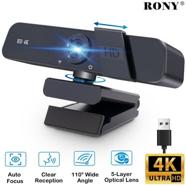 RONY 4K Auto Focus Webcam: Plug & Play Computer Camera with Noise-Canceling Mic Compatible with Windows 11/10/8/7, Vista/7/8/10, Mac, Android, Linux